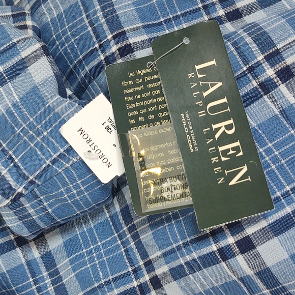 Ralph Lauren💙Dorchst Blue Plaid Linen Shirt, Medium 🆕 - Picture 13 of 15